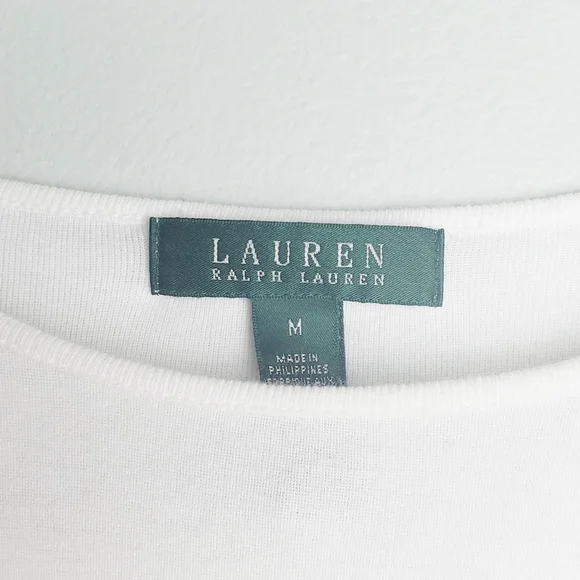 Lauren Ralph Lauren Women's Casual White Corset Sleeve T-Shirt Size: Medium - Picture 2 of 5